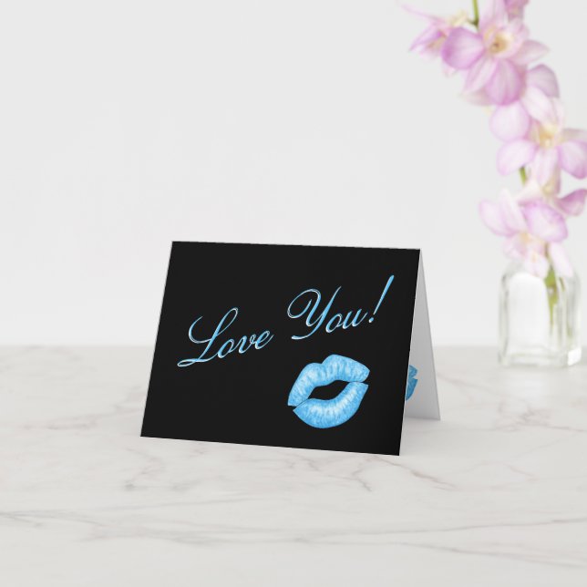 Blue Lipstick Kiss Note Card Karte (Orchidee)
