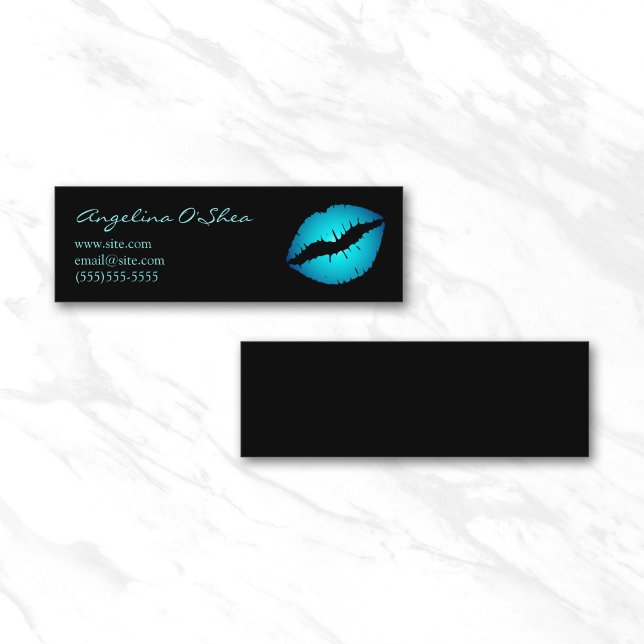 Blue Lipstick Skinny Business Card Mini Visitenkarte (Blue Lipstick Skinny Business Card)