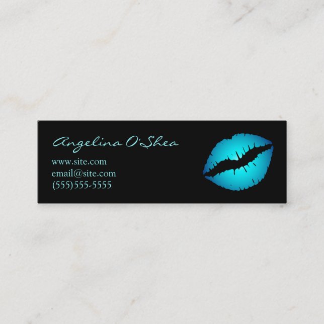 Blue Lipstick Skinny Business Card Mini Visitenkarte (Vorderseite)