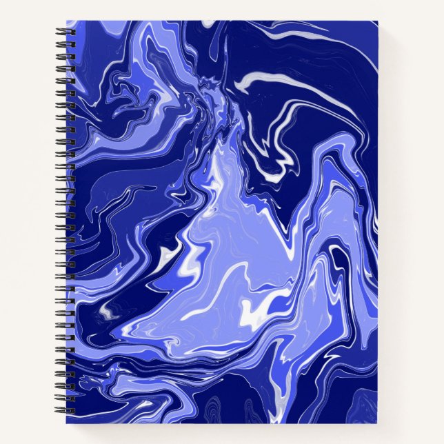 Blue Liquide Acrylic Pouring Art Journal Notizbuch (Vorderseite)
