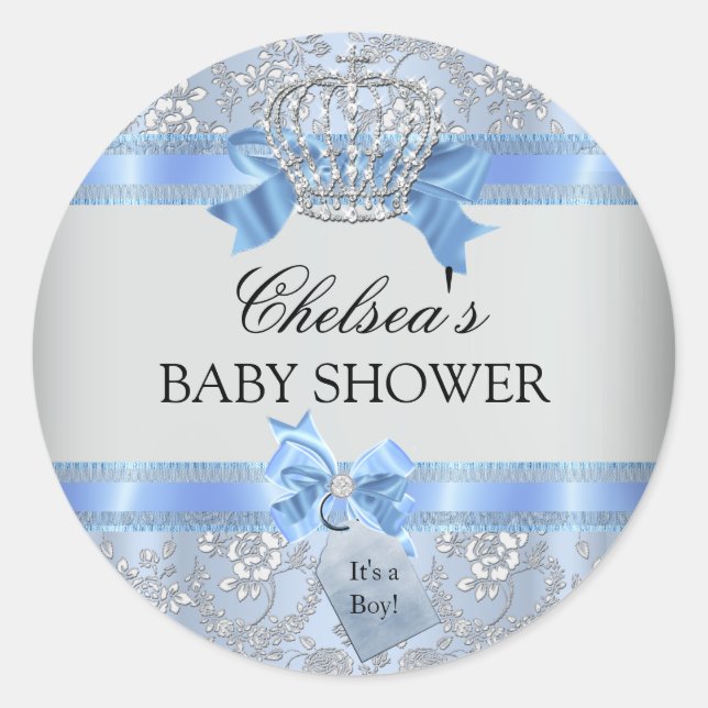 Blue Litce Crown Baby Shower Sticker (Vorderseite)