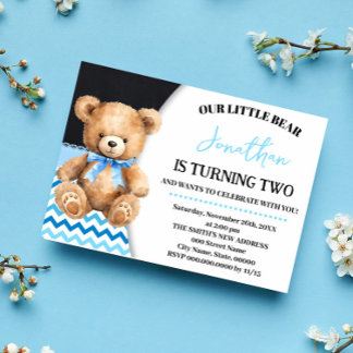 Blue Little Bear Birthday Beary Fun Celebration Einladung
