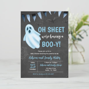 Blue Little Boo Baby Dusche Einladung