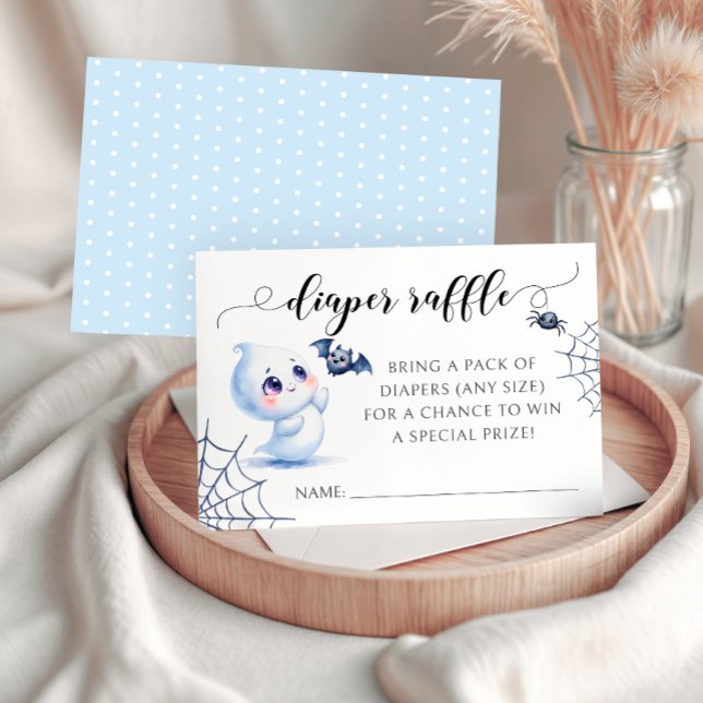 Blue Little Boo Bow Baby Dusche Windelwaschkarte RSVP Karte (Von Creator hochgeladen)