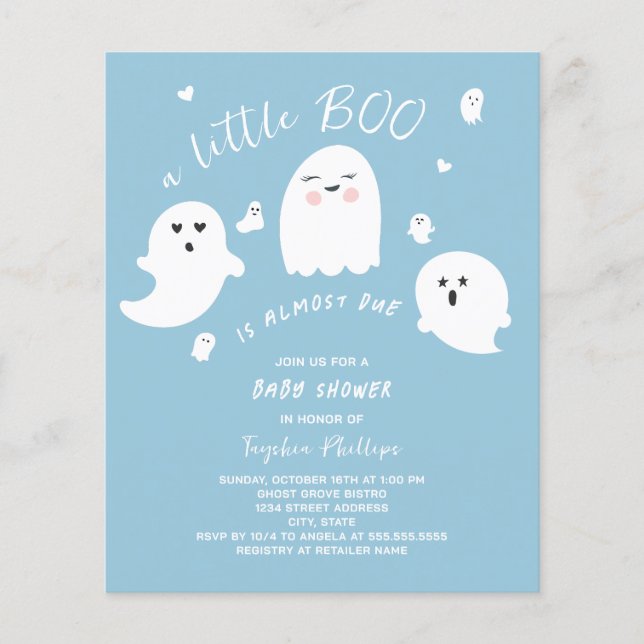Blue Little Boo Budget Halloween Baby Dusche (Vorderseite)