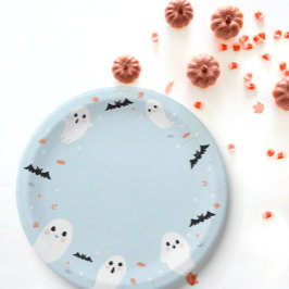 Blue Little boo Geist zwischen den Tellern Pappteller