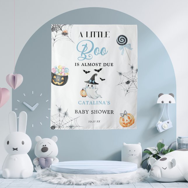 Blue Little Boo Halloween Baby Dusche Wandteppich (Von Creator hochgeladen)