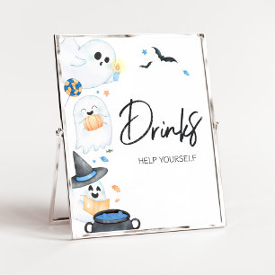 Blue Little Boo Halloween Baby Shower Drinks Poster