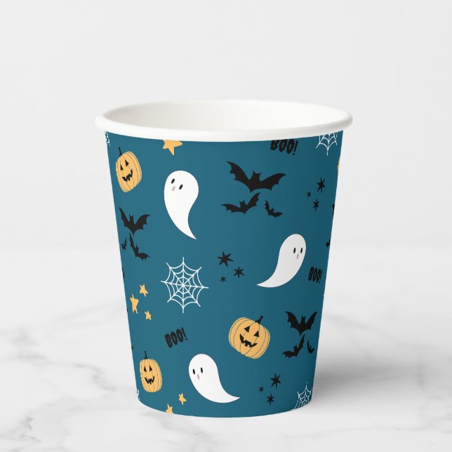 Blue Little Boo Halloween Ghost Pappbecher (Vorderseite)