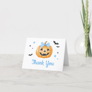 Blue Little Boo Spooky Pumpkin Baby Dusche Dankeskarte