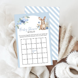 Blue Little Bunny Boho Baby Boy Shower Game Bingo