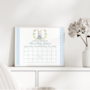Blue Little Bunny Spring Baby Due Date Callendar Poster