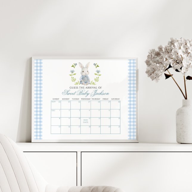 Blue Little Bunny Spring Baby Due Date Callendar Poster (Von Creator hochgeladen)