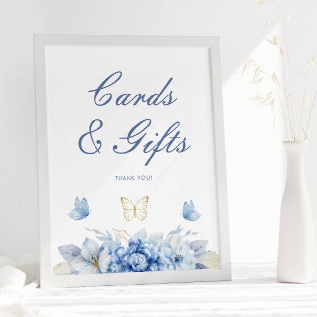 Blue Little Butterfly Cards und Geschenke Poster (Von Creator hochgeladen)