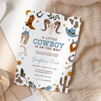 Blue Little Cowboy Western Rodeo Baby Dusche