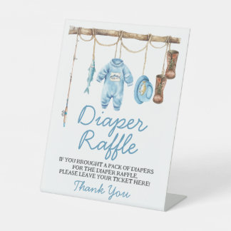 Blue Little Fisherman Diaper Raffle Sign Sockelschild