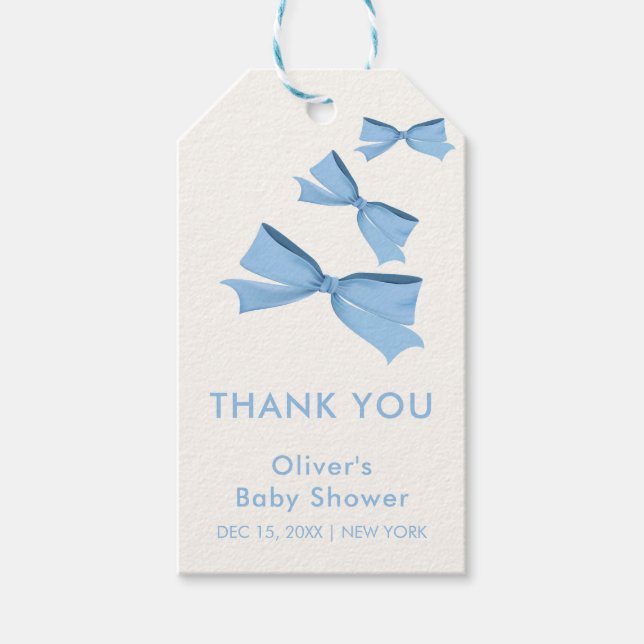 Blue Little Flying Bow Boy Baby Dusche Geschenkanhänger (Vorderseite)