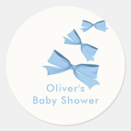Blue Little Flying Bow Boy Baby Dusche Runder Aufkleber