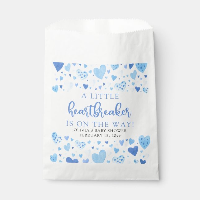 Blue Little HeartBreaker Valentine Baby Dusche Geschenktütchen (Vorderseite)