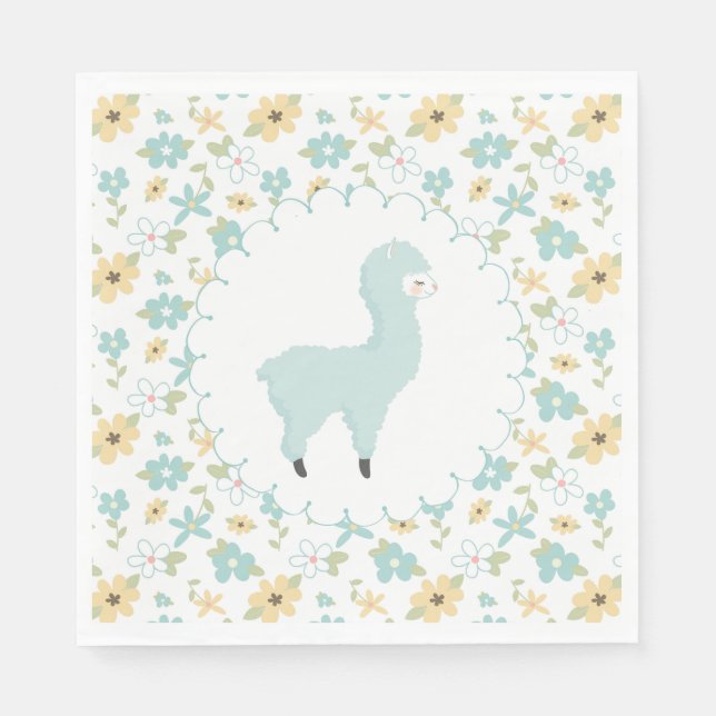 Blue Little Llama Napkins Serviette (Vorderseite)
