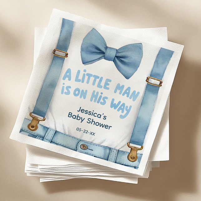 Blue Little Man Baby Shower Napkins Serviette (Little Man Napkins)