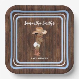 Blue Little OM Cowboy Western Babydusche Pappteller