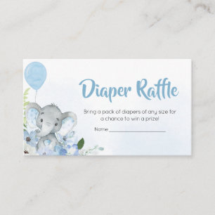 Blue Little Peanut Elephant Diaper Raffle Begleitkarte