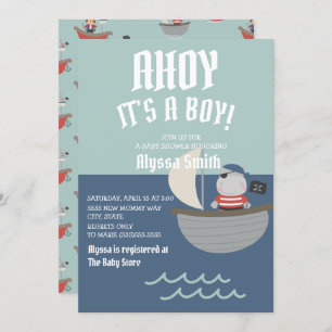 Blue Little Pirate Baby Baby Baby Shower Einladung