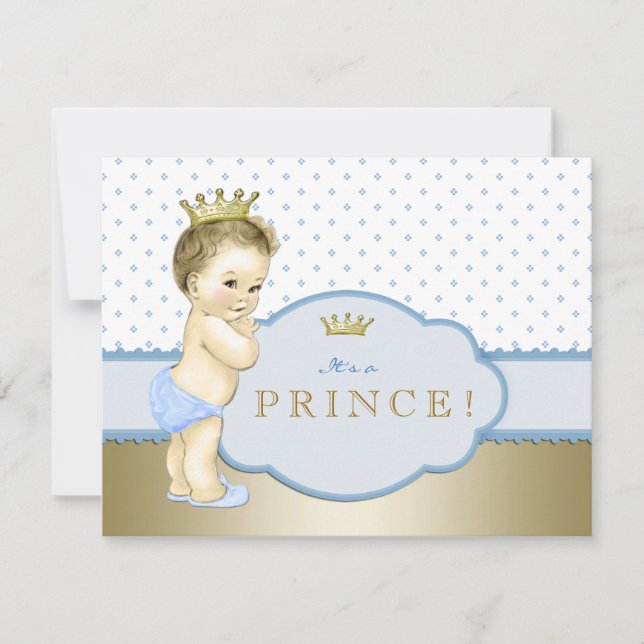 Blue Little Prince Baby Dusche Einladung (Vorderseite)