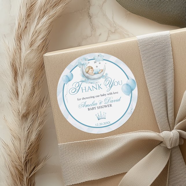 Blue Little Prince Thank You Sticker Moon Balloon (Von Creator hochgeladen)