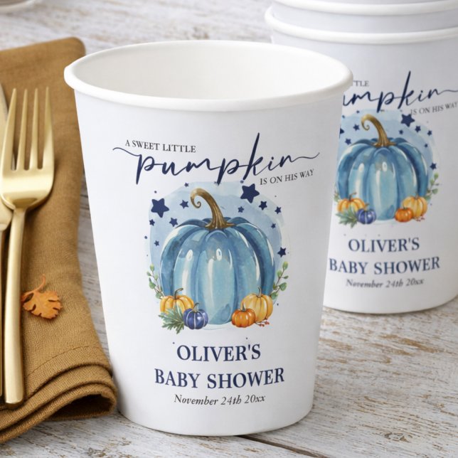 Blue Little Pumpkin auf seinem Weg Junge Baby Dusc Pappbecher (Von Creator hochgeladen)