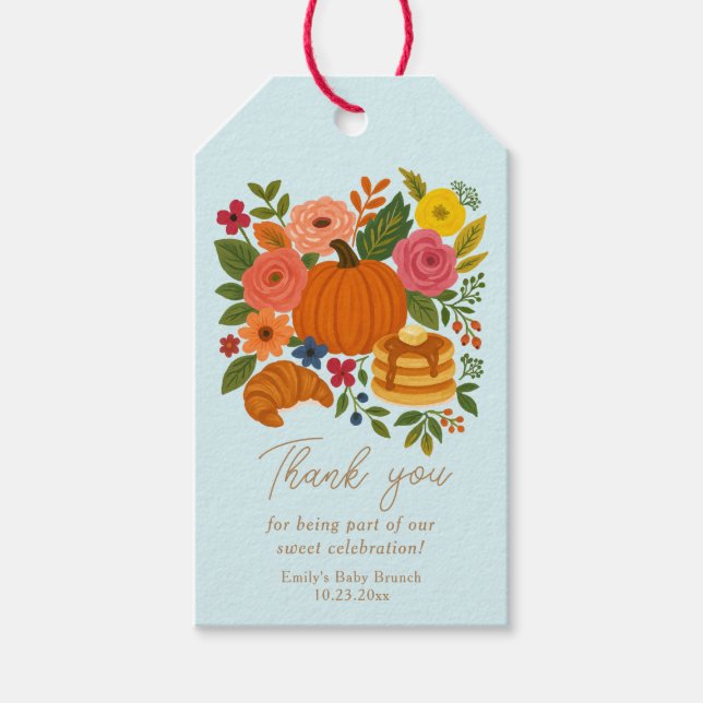 Blue Little Pumpkin Baby Dusche Vielen Dank für Ih Geschenkanhänger (Vorderseite)