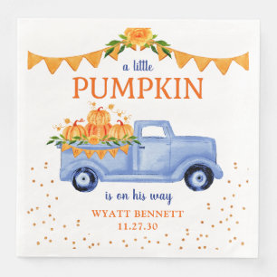 Blue Little Pumpkin Baby Shower Napkins Serviette