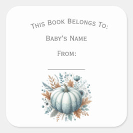 Blue Little Pumpkin Book Plate anpassen Quadratischer Aufkleber