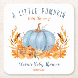 Blue Little Pumpkin Fall Boy Baby Dusche Rechteckiger Pappuntersetzer