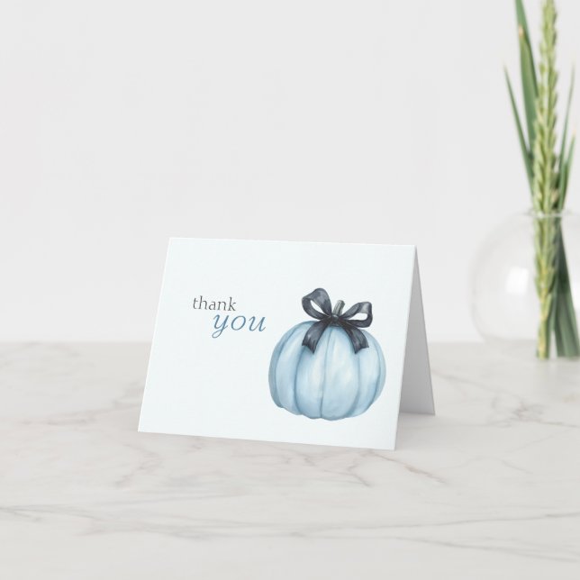 Blue Little Pumpkin Polka Dots Baby Shower Dankeskarte (Vorderseite)