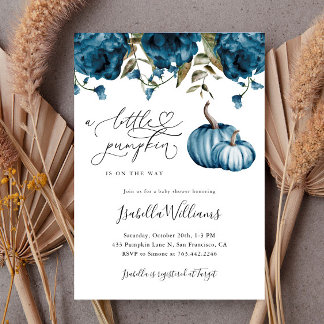 Blue Little Pumpkin Rustic Boy Baby Dusche Einladung