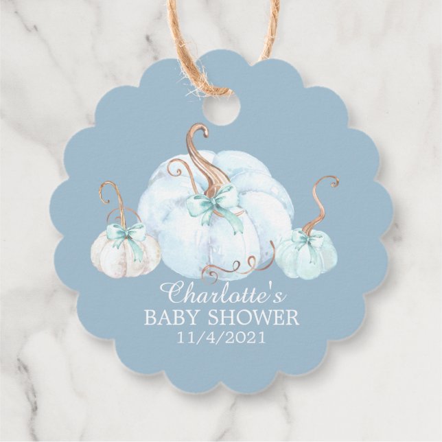 Blue Little Pumpkin Vielen Dank Baby Shower Fevor Geschenkanhänger (Rückseite)