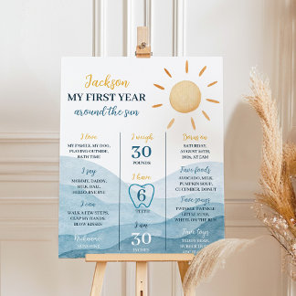 Blue Little Sunshine 1. Geburtstag Milestone Poste Poster