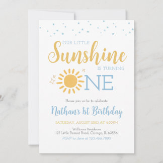 Blue Little Sunshine Geburtstag Einladung