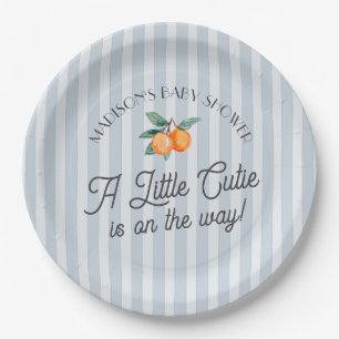 Blue Little Süsse auf dem Weg Citrus Baby Dusche Pappteller