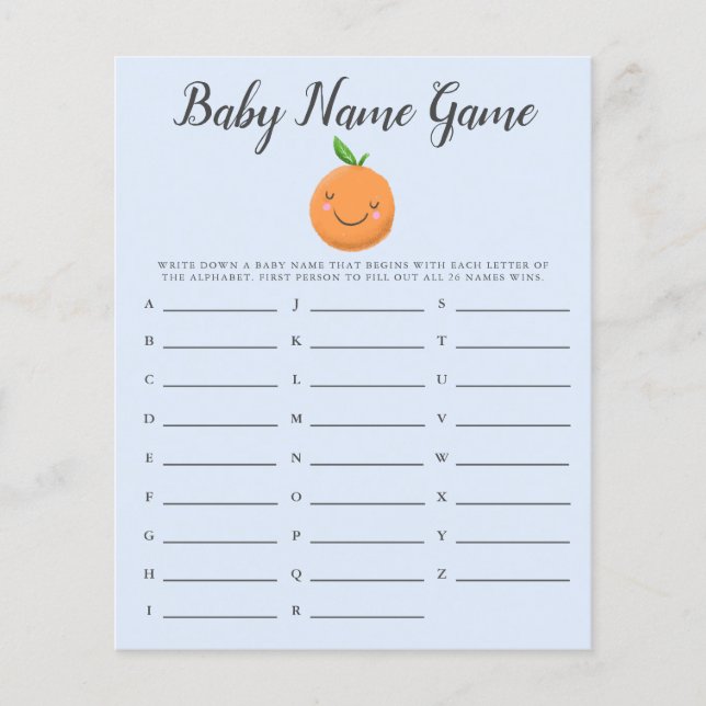 Blue Little Süsse Baby Name Duschspiel (Vorderseite)