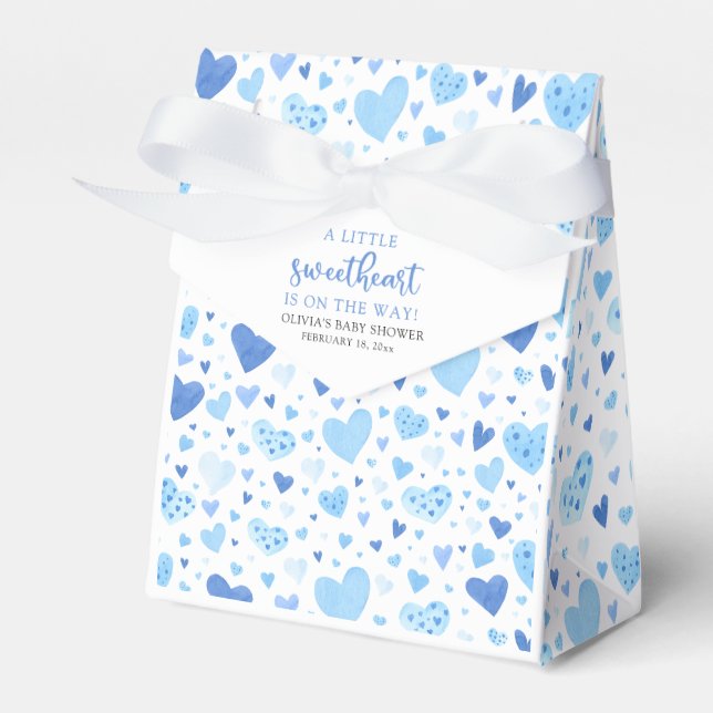 Blue Little Sweetheart Valentine's Day Baby Shower Geschenkschachtel (Vorderseite)