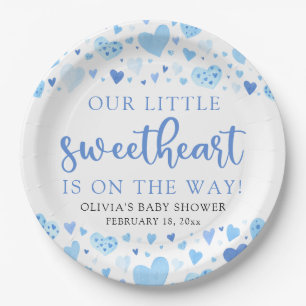 Blue Little Sweetheart Valentine's Day Baby Shower Pappteller