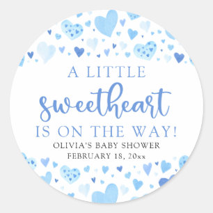 Blue Little Sweetheart Valentine's Day Baby Shower Runder Aufkleber