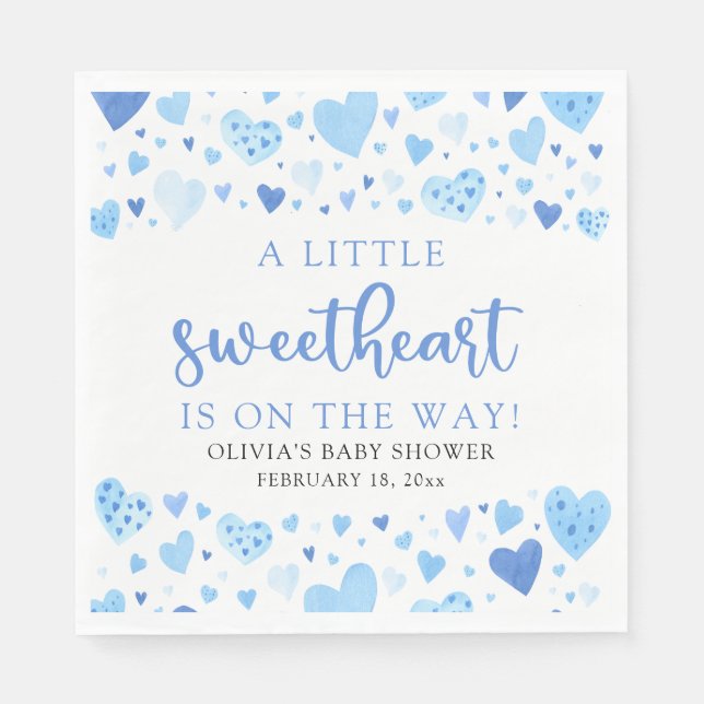 Blue Little Sweetheart Valentine's Day Baby Shower Serviette (Vorderseite)
