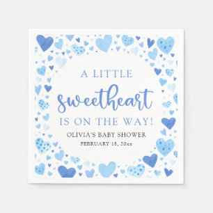 Blue Little Sweetheart Valentine's Day Baby Shower Serviette
