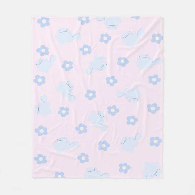 Blue Lizard Floral Fleece Blanket (Vorderseite)