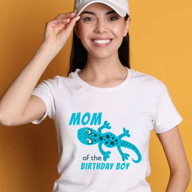 Blue Lizard Gecko Mama Birthday Boy Mother T-Shirt (Von Creator hochgeladen)