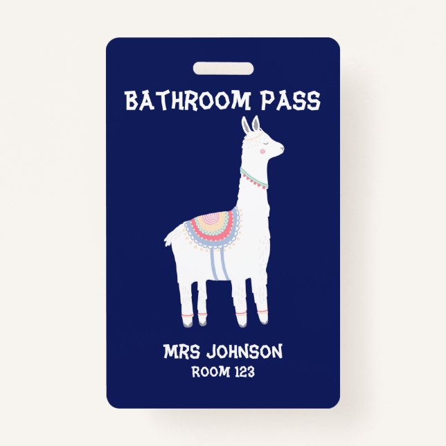 Blue Llama Bathroom Pass Ausweis (Vorderseite)